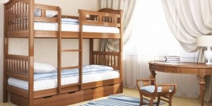 Ліжко дитяче двоярусне Максим (з шухлядами) - меблі з дерева в дитячу та спальню від фабрики Venger