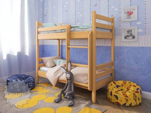 Ліжко двоярусне для дитячого садка Твікс з натурального дерева - меблі з дерева в дитячу та спальню від фабрики Venger
