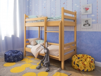Ліжко двоярусне для дитячого садка Твікс з натурального дерева - меблі з дерева в дитячу та спальню від фабрики Venger